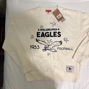 Mitchell & Ness Philadelphia Eagles Cream Crewneck Sweater